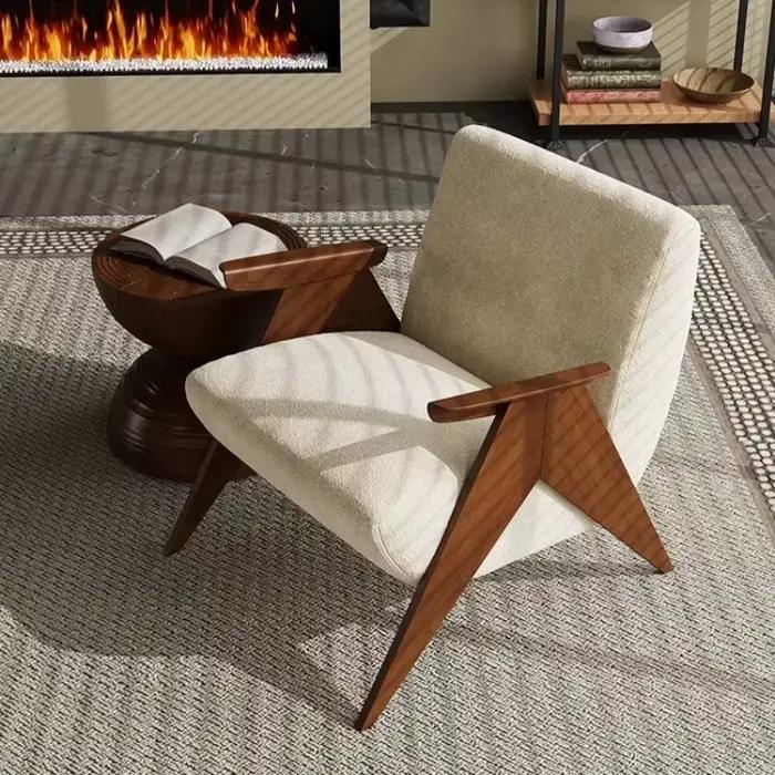 Fauteuil de salon, canapé, fauteuil d'appoint, salon, chambre à coucher, balcon, Wabi Sabi, vintage, en bois, minimaliste, fauteuil paresseux, une place, nordique