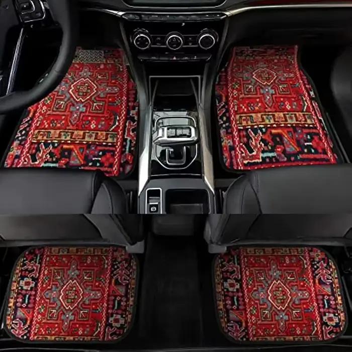 Tapis de sol pour voiture, lot de 4, design tapis persan, tapis durables pour l'avant et l'arrière des voitures, camions et SUV