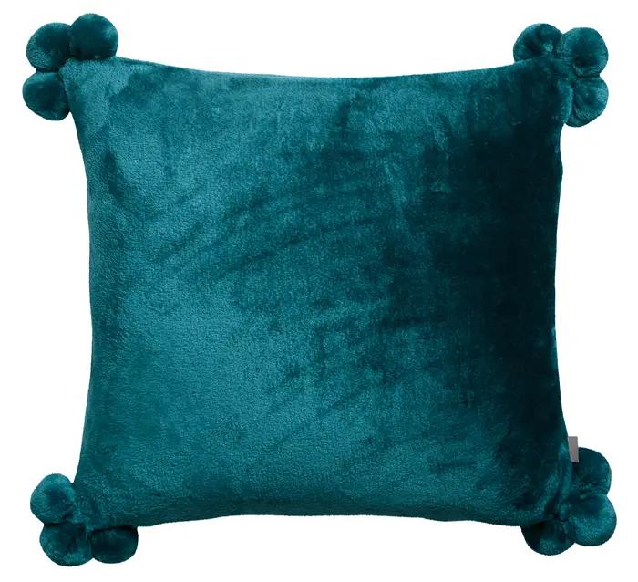 Coussin Tender pompons Paon 45 x 45