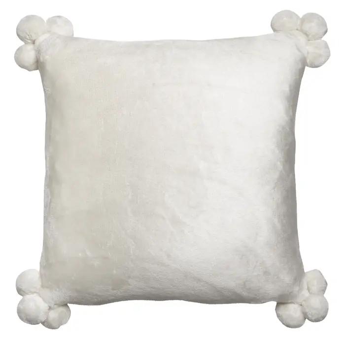Coussin Tender pompons Neige 45 x 45