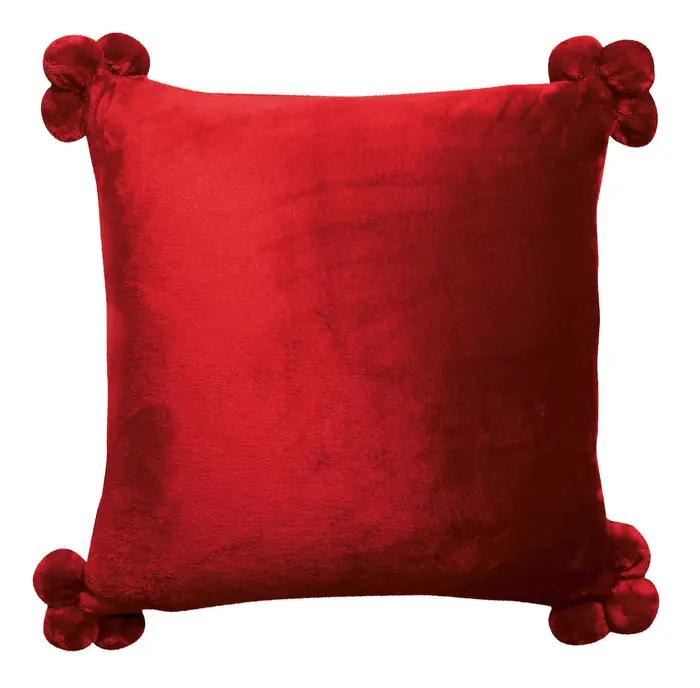 Coussin Tender pompons Rubis 45 x 45
