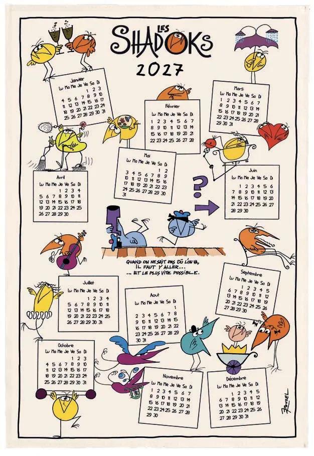 Torchon Shadoks Calendrier 2027 Ecru 48 x 72