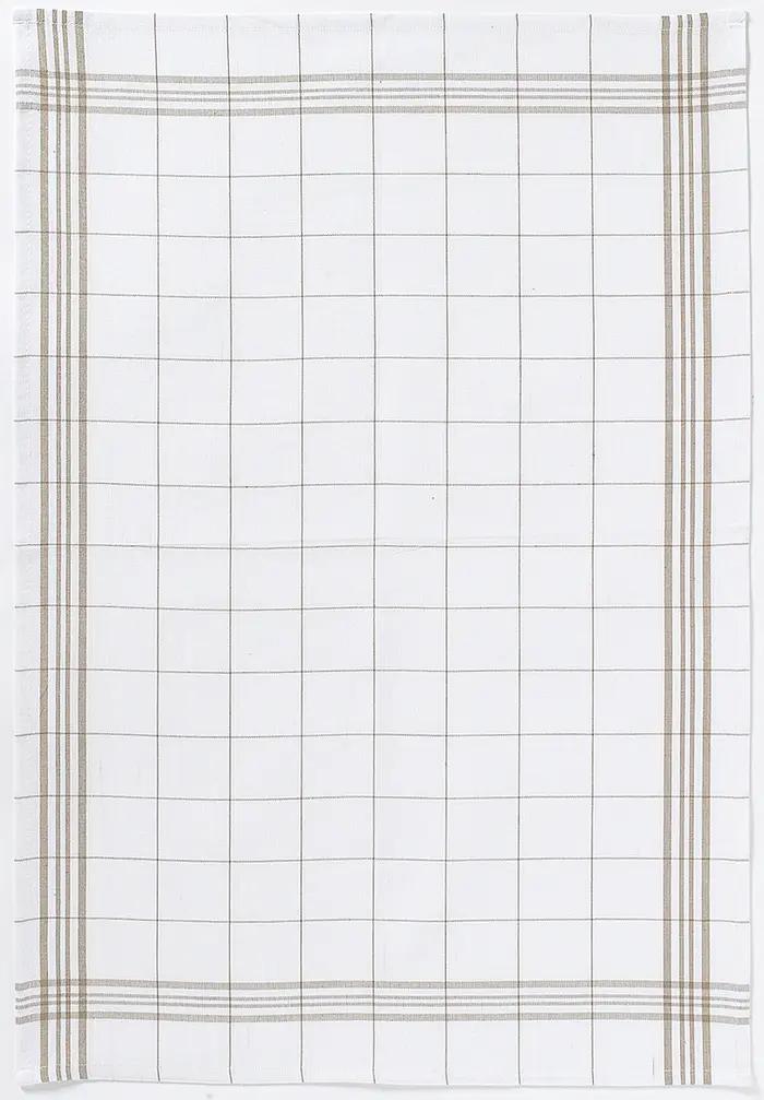 Torchon Carreaux taupe  50 X 70