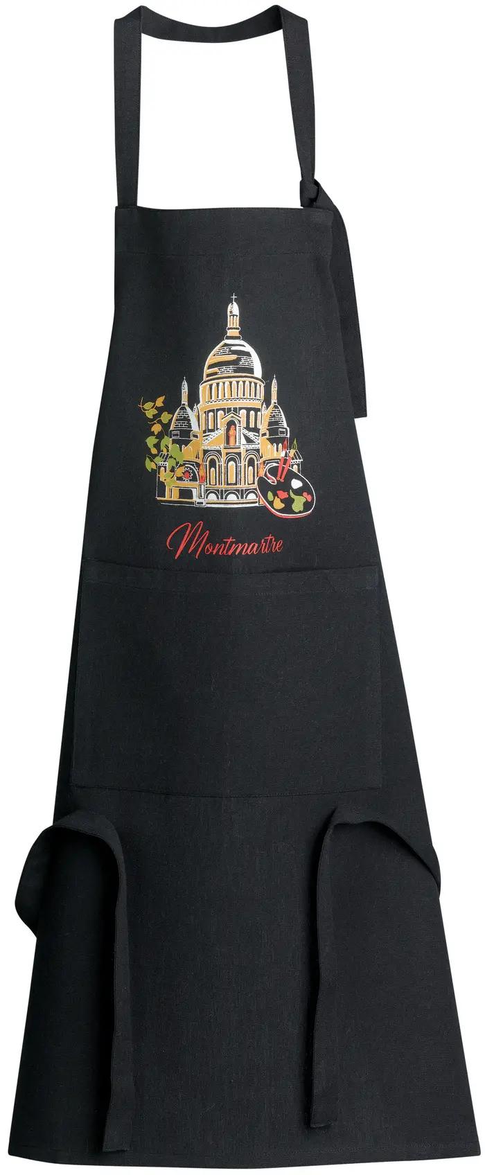 Tablier de cuisine recycl Montmartre avec poche Noir 85 x 72