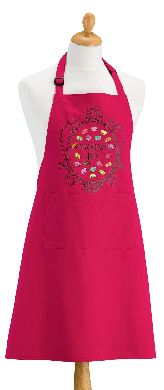 Tablier de cuisine Macarons Addict recycl Rose 72 x 90