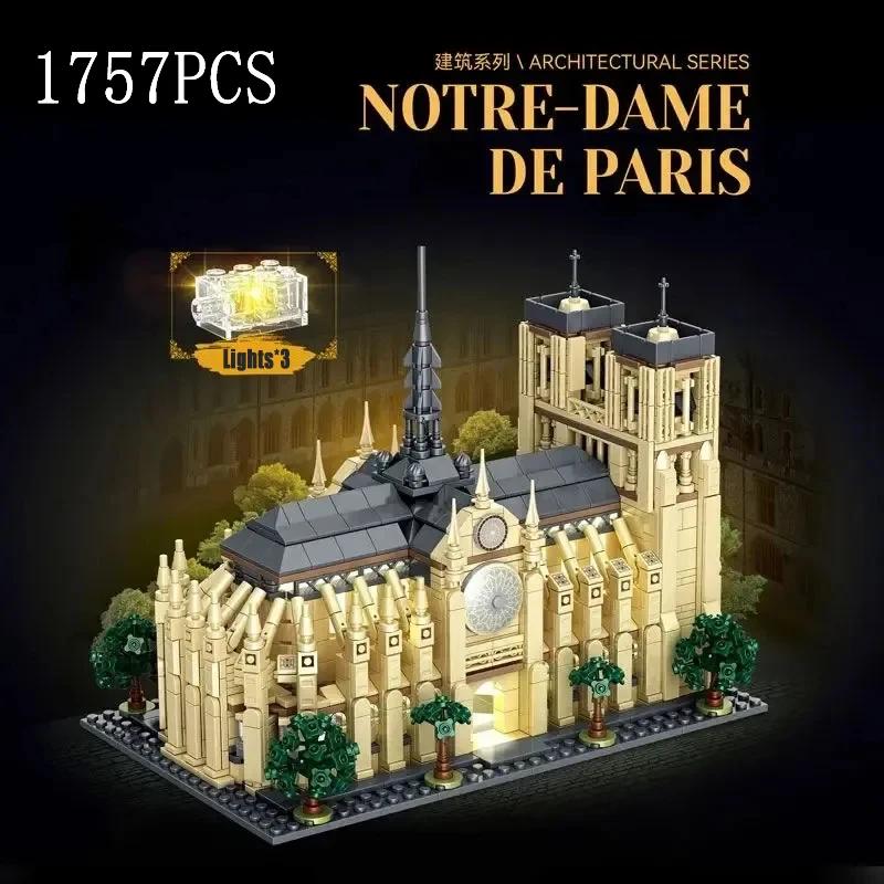 1757 pièces Notre Dame De Paris bâtiments modulaires avec lumière MOC Architecture épissage assembla