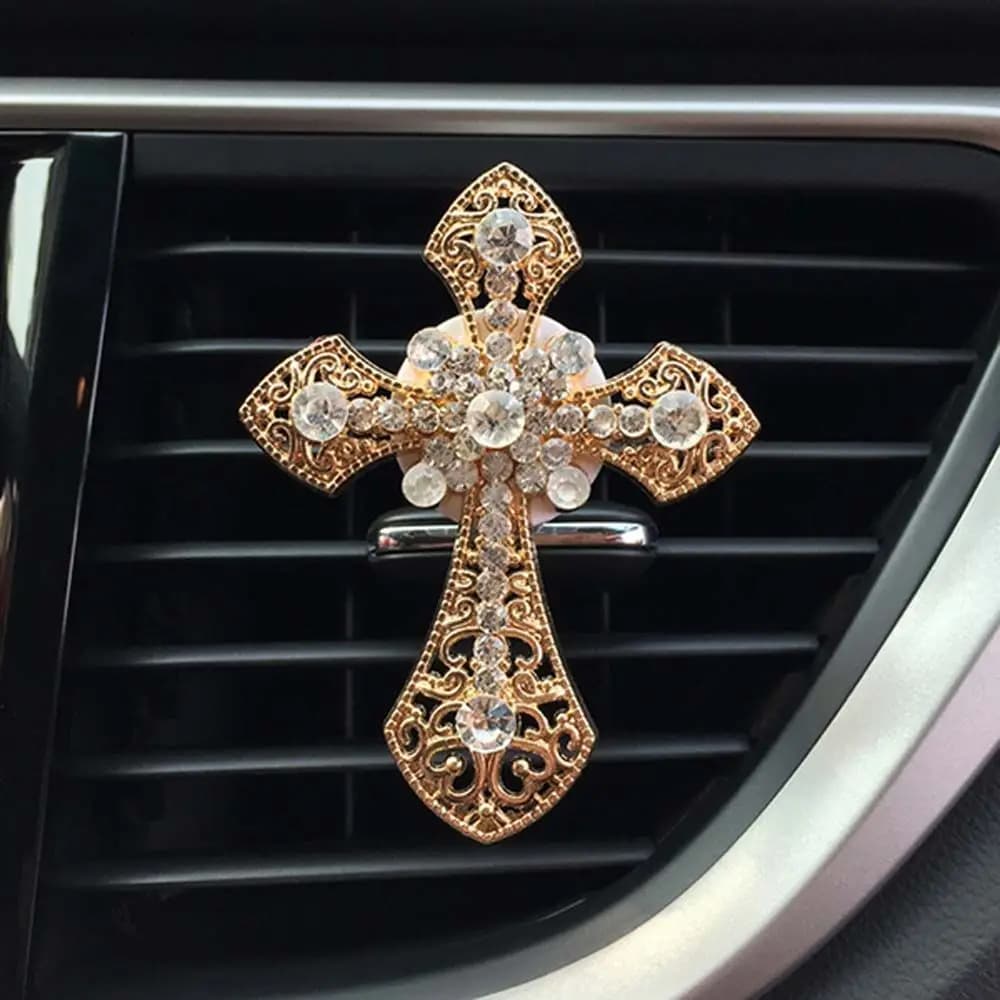 Arôme diamant croix conditionnement jésus croix voiture odeur arôme dans chrétien évent Clip sortie