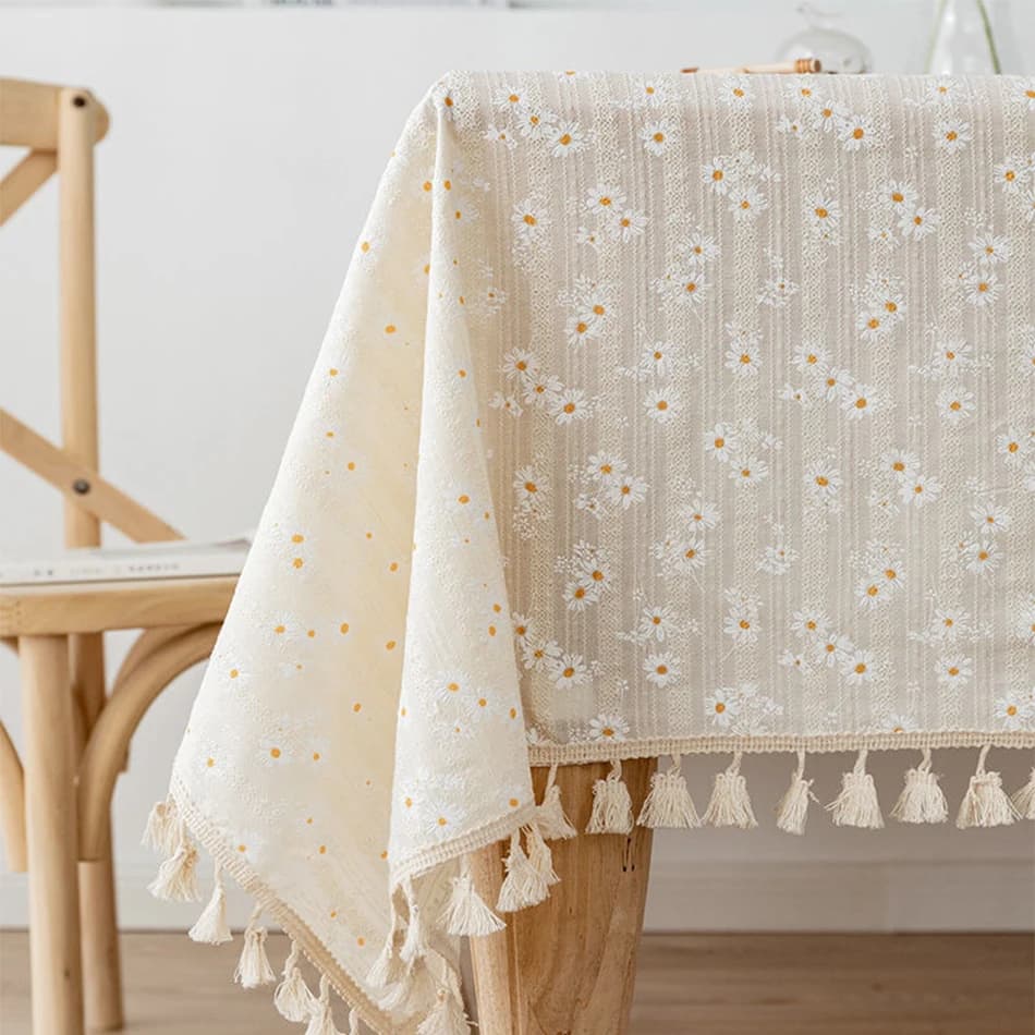Nappe florale en coton petite marguerite de Style coréen, décoration de Table à thé, couverture de T