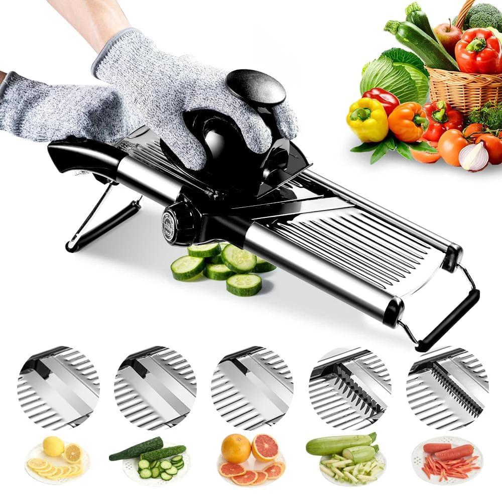 Mandoline à légumes réglable en acier inoxydable pour pommes de terre, oignons et concombres