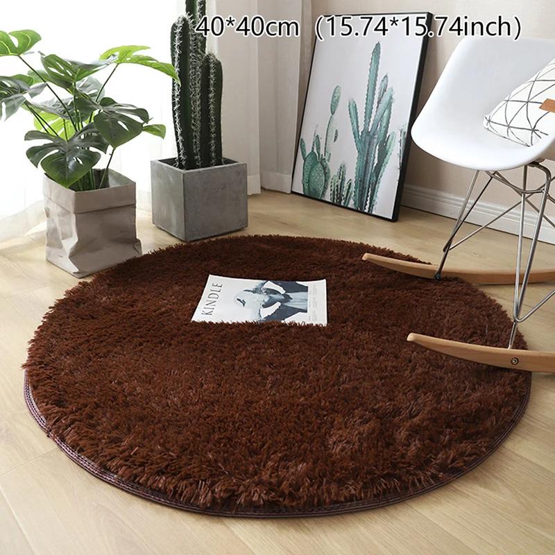 Tapis rond moelleux en laine lea, tapis shaggy, tapis en fausse fourrure, tapis longs en peluche, dé