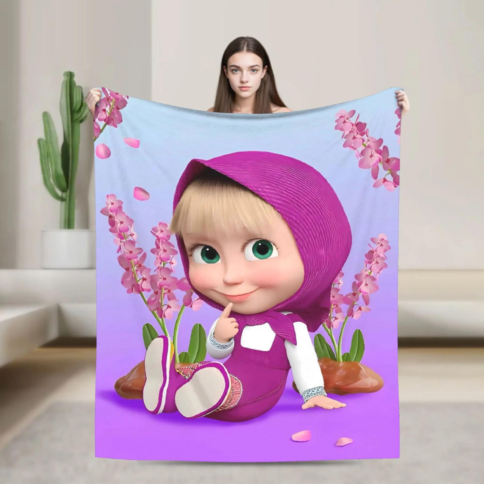 Couvertures douces et chaudes de rue m-mashas et ours b, tendance, en peluche, pour canapé, chaise,