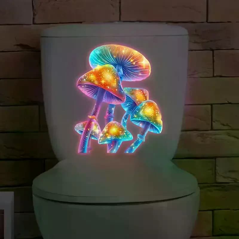 Autocollant mural en forme de champignon fantaisie lumineux, autocollants auto-adhésifs et amovibles