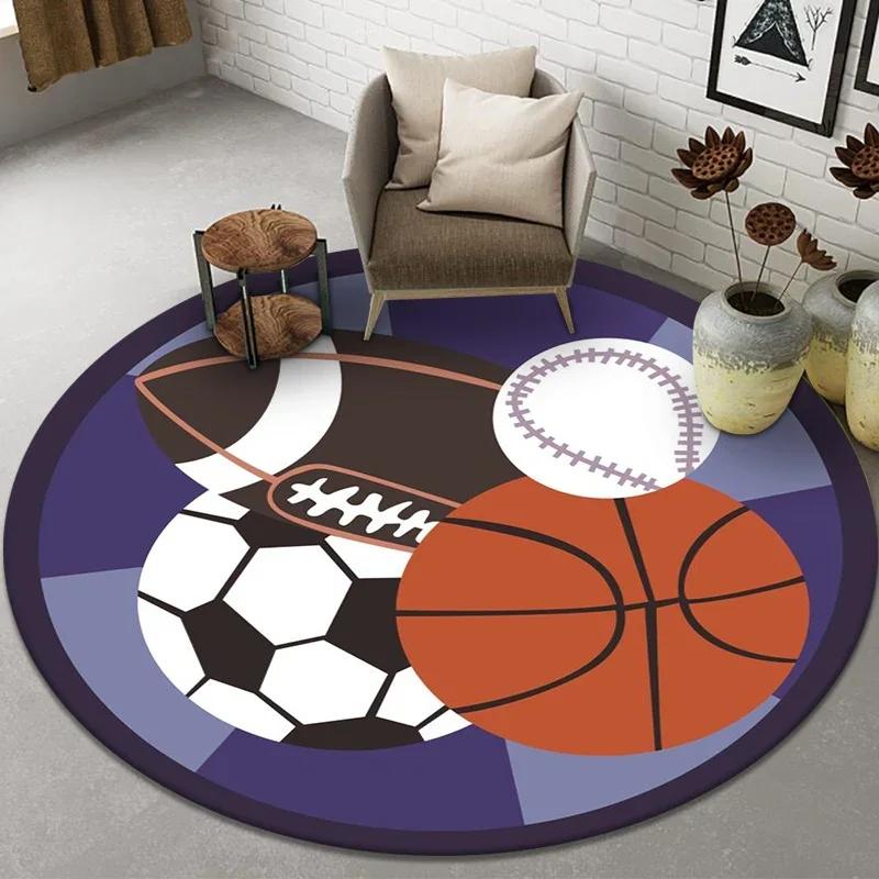 Tapis rond en polymère anti-dérapant pour enfants, chaise de porte, salon, motif de boule de planète