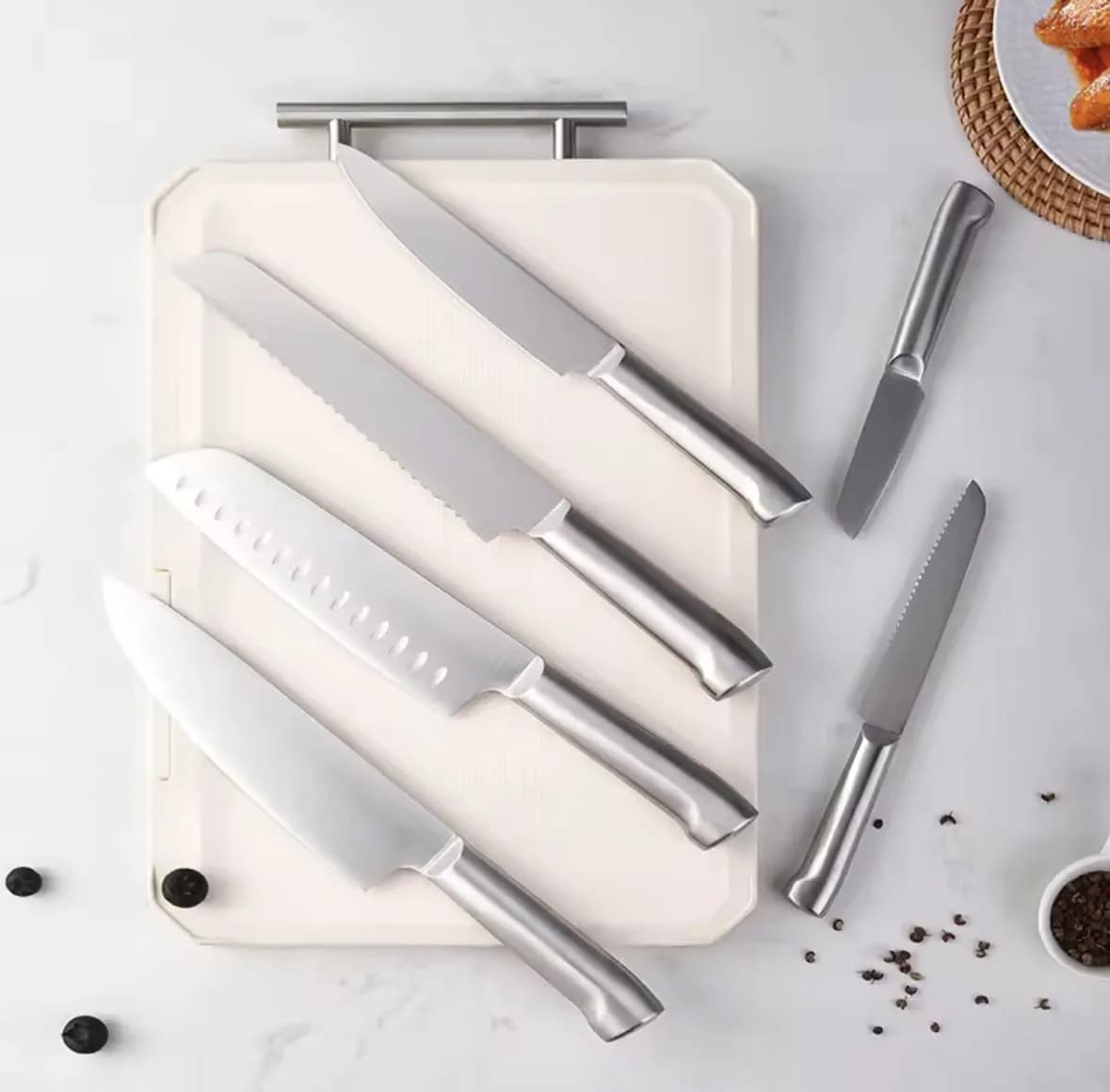 Nouvel accessoire de cuisine 2026 : Porte-couteaux en acier inoxydable de haute qualité, noir, blanc