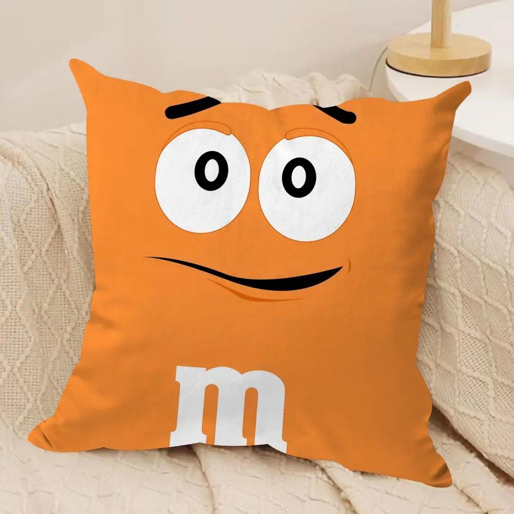 Housse de coussin en peluche douce M-M&M'S Chocolate | Housse de coussin décorative imprimée double 