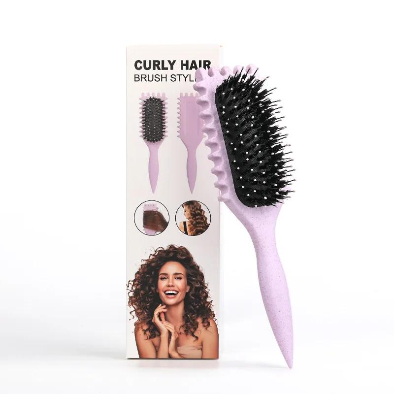 Brosse de coiffure pour cheveux bouclés : définit les boucles sur cheveux mouillés – brosse à poils 