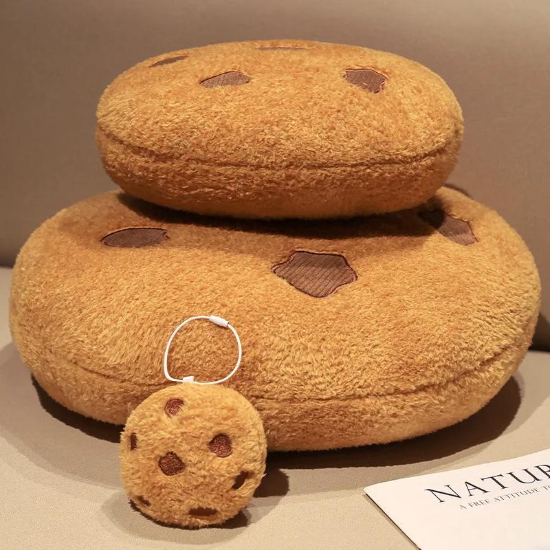 Coussin en peluche en forme de cookie, doux et rembourré, pour canapé, ornement créatif, biscuits au