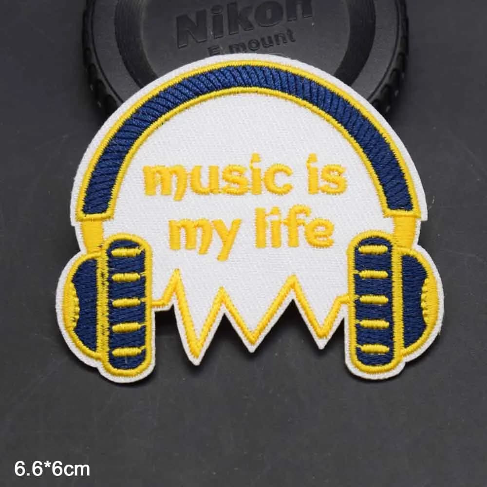 Patchs de vêtements brodés à repasser pour garçons, Cool Music Is My Life Dog