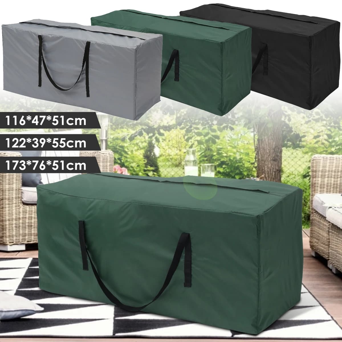 Sac de rangement de coussin, housse de protection pour meubles de grande capacité, jardin extérieur,