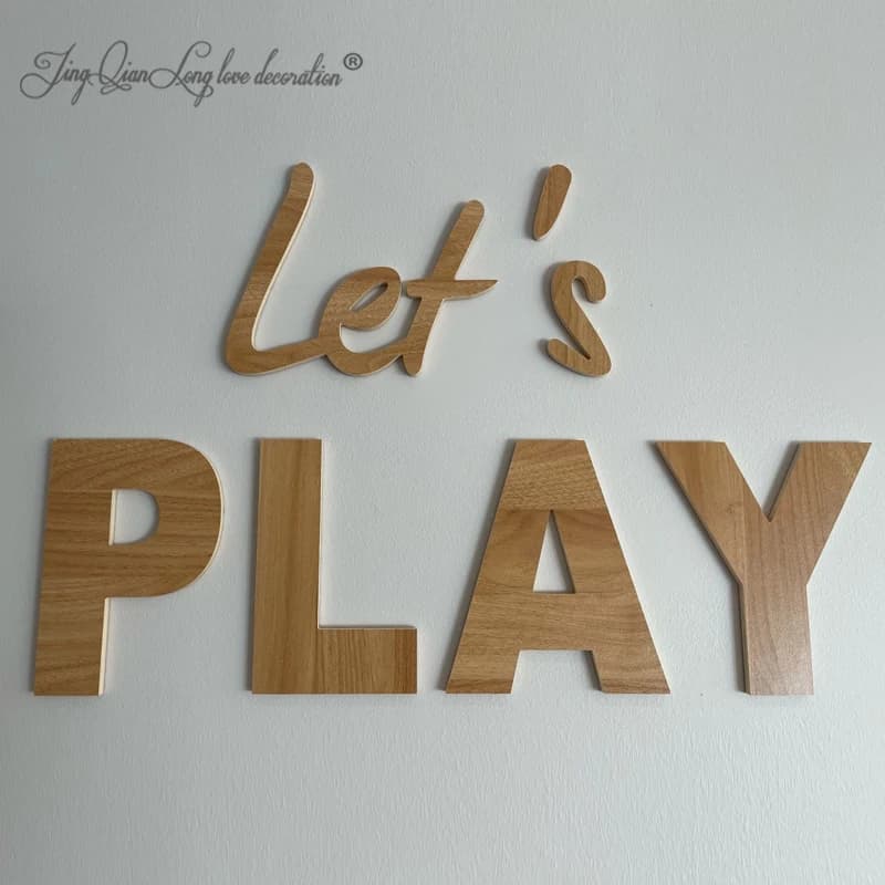 Décoration murale découpée sur mesure pour chambre d'enfant LET'S PLAY, Panneau mural en bois pour s