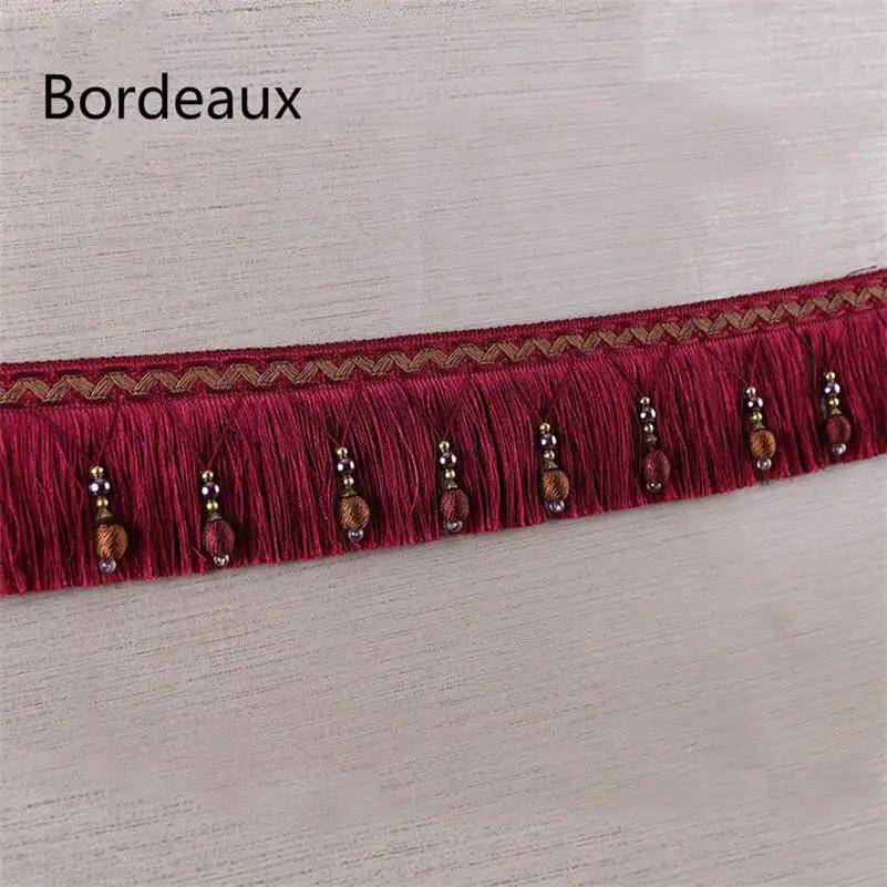 Frange perlée de gland de rideau, garniture de tresse, pompons, accessoires de décoration bricolage,