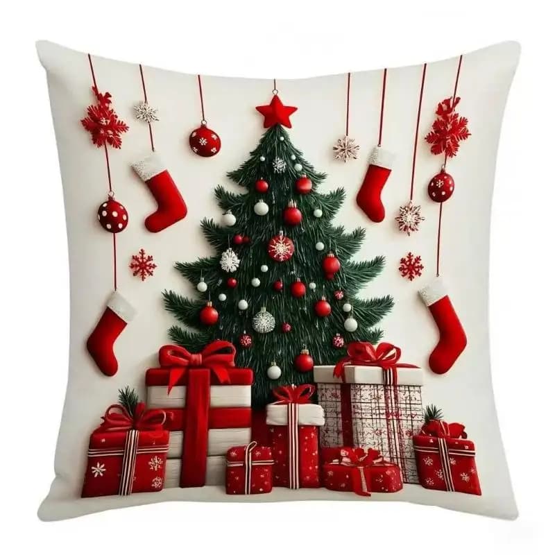 Taie d'oreiller de noël en lin, 45cm, dessin animé, père noël, bonhomme de neige, élan, housse de co