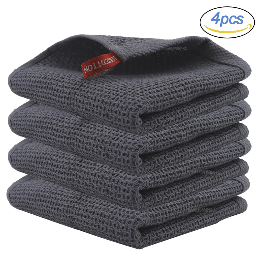 Serviette de cuisine en coton, 4 pièces, chiffon de nettoyage magique Ultra doux, chiffons de nettoy
