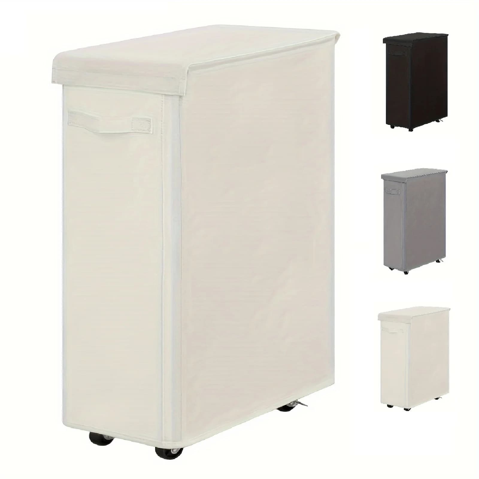 Panier à linge avec roulettes et couvercle, panier à linge fermé, adapté aux chambres à coucher, bai
