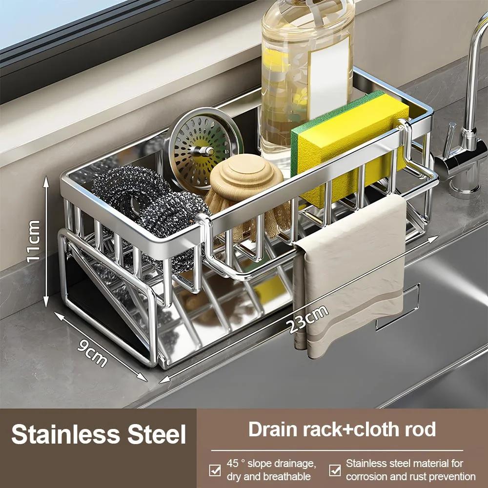 Égouttoir à évier en acier inoxydable multifonctionnel grande capacité, support de drainage pour épo