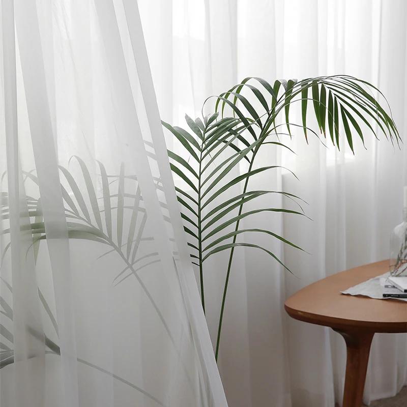 Rideaux en tulle blanc pour salon, décoration moderne en mousseline de soie, rideaux de cuisine transparents de type solide