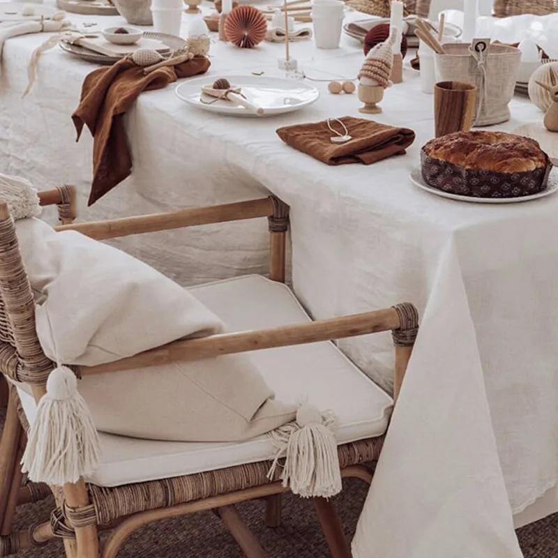 Nappe en lin pur 100% lin naturel français pour la cuisine, la table à manger, respirante, douce et durable, parfaite pour toutes les saisons