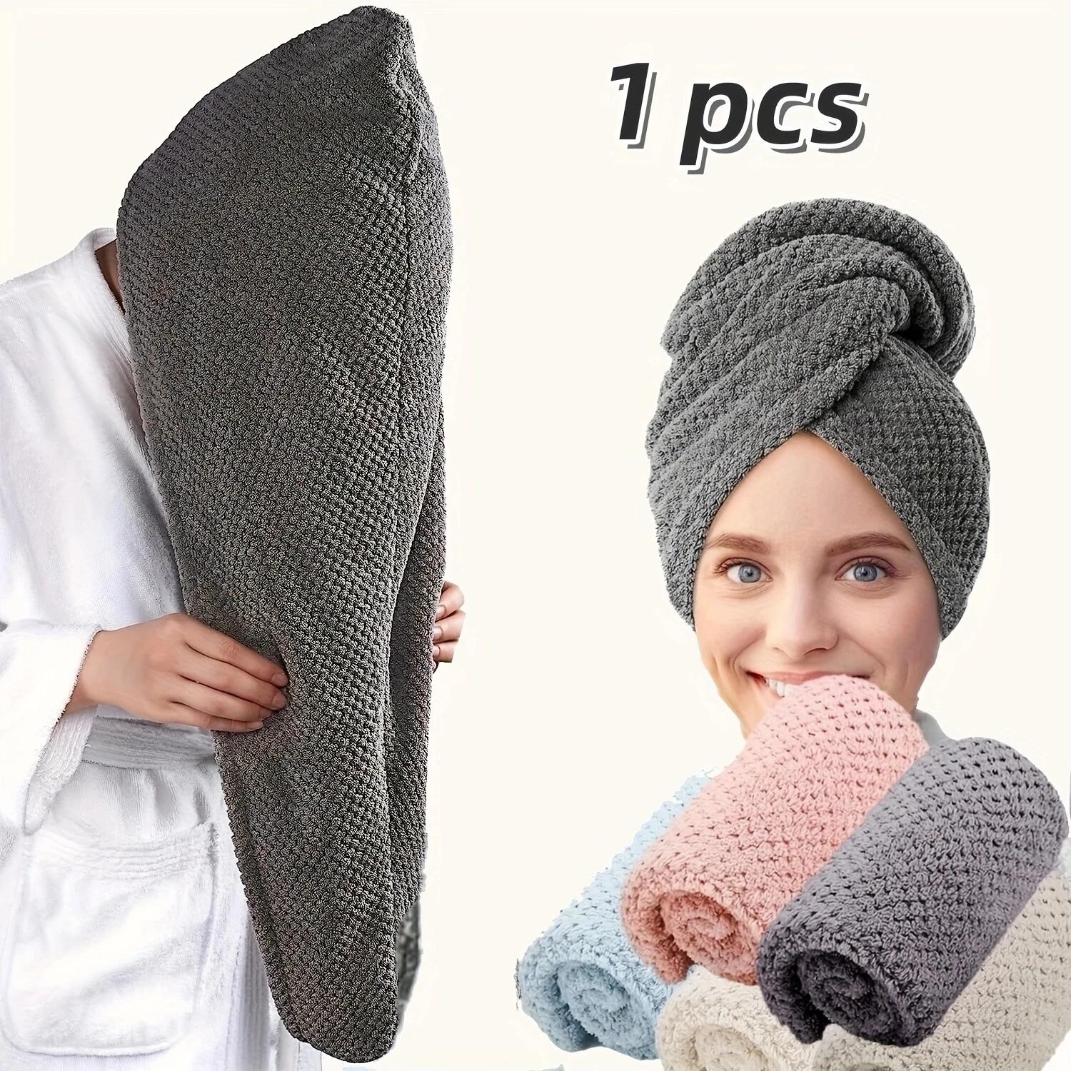 Serviette pour cheveux de couleur unie, bonnet pour cheveux secs texturés, 9.8 "X 25.5", serviette absorbante pour femmes boutonnées