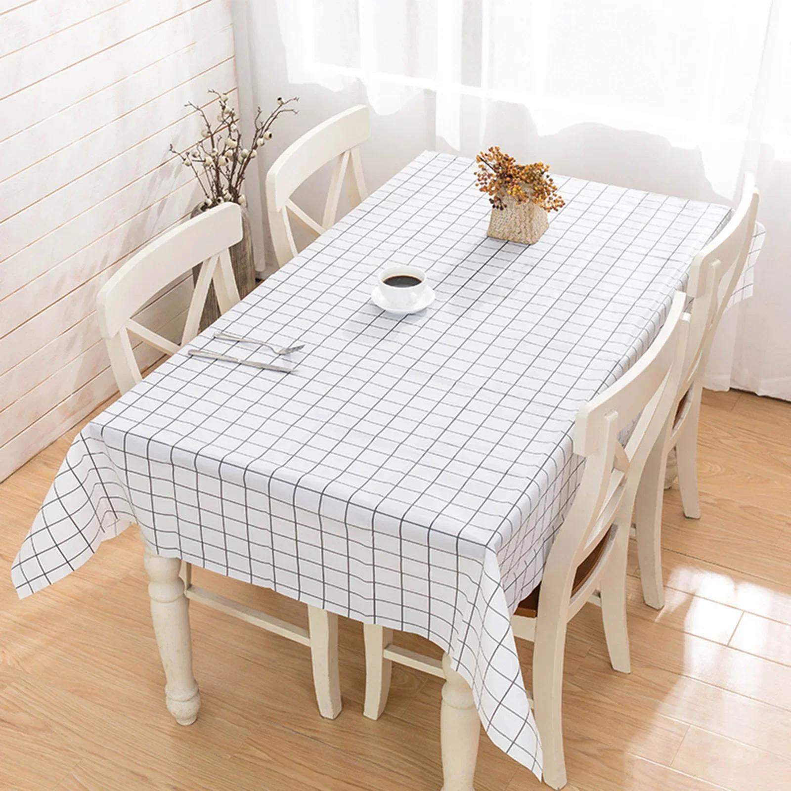 Nappe rectangulaire imprimée en plastique PVC, couverture de table à manger, imperméable à l'huile, toile cirée polymère, antisalissure, cuisine