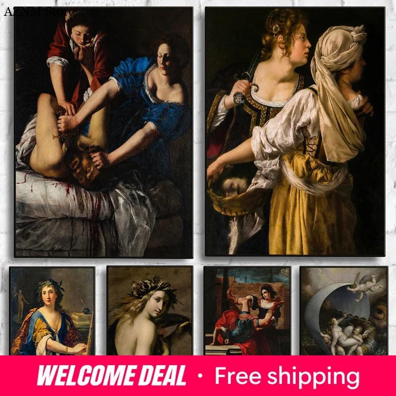 Affiche vintage féministe baroque italienne Renaissance, peinture sur toile d'artiste Artemisia Gentileschi, art mural pour la décoration de la maison
