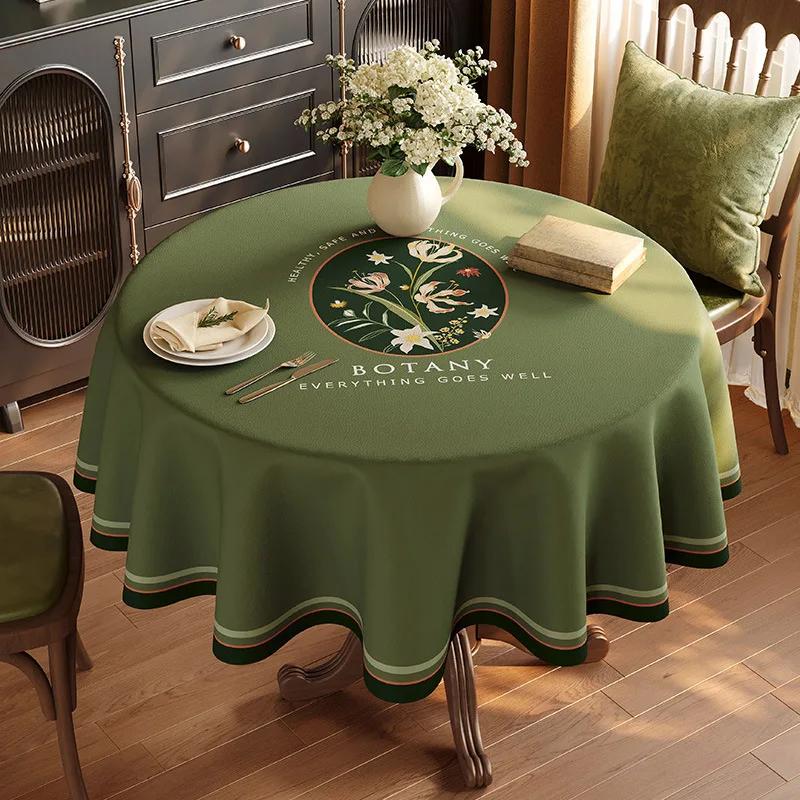 Nappe ronde en lin légère de luxe, imperméable, antidérapante, sans lavage, décoration de Table à thé, tissu de Protection