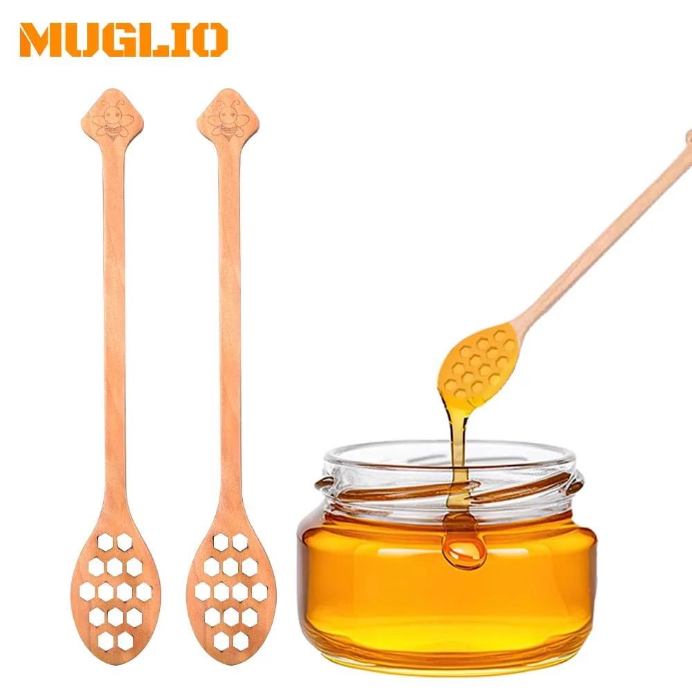 Cuillère à miel en forme de cœur en accent d'abeille, agitateur à long manche en bois, fournitures de cuisine pour la maison