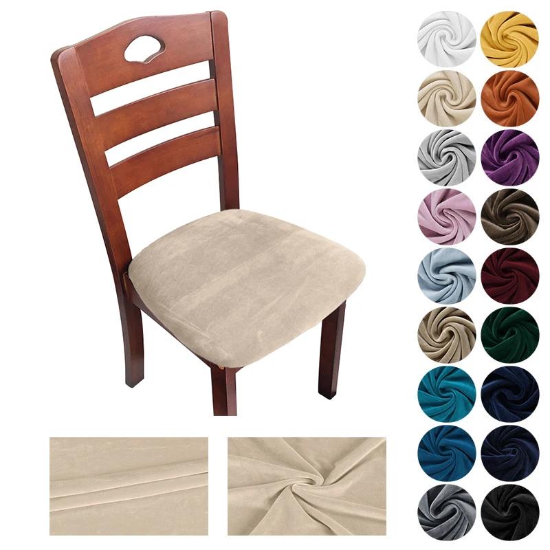Housse de chaise en tissu velours housse de siège de cuisine extensible protecteur de chaise de salle à manger housses bon marché housses de chaise élastiques pour maison hôtel