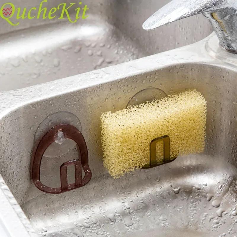 Étagère de rangement de cuisine à ventouse pour évier, support de rangement pour salle de bain, porte-serviettes, porte-savon, support pour éponge, crochets pour peignoirs