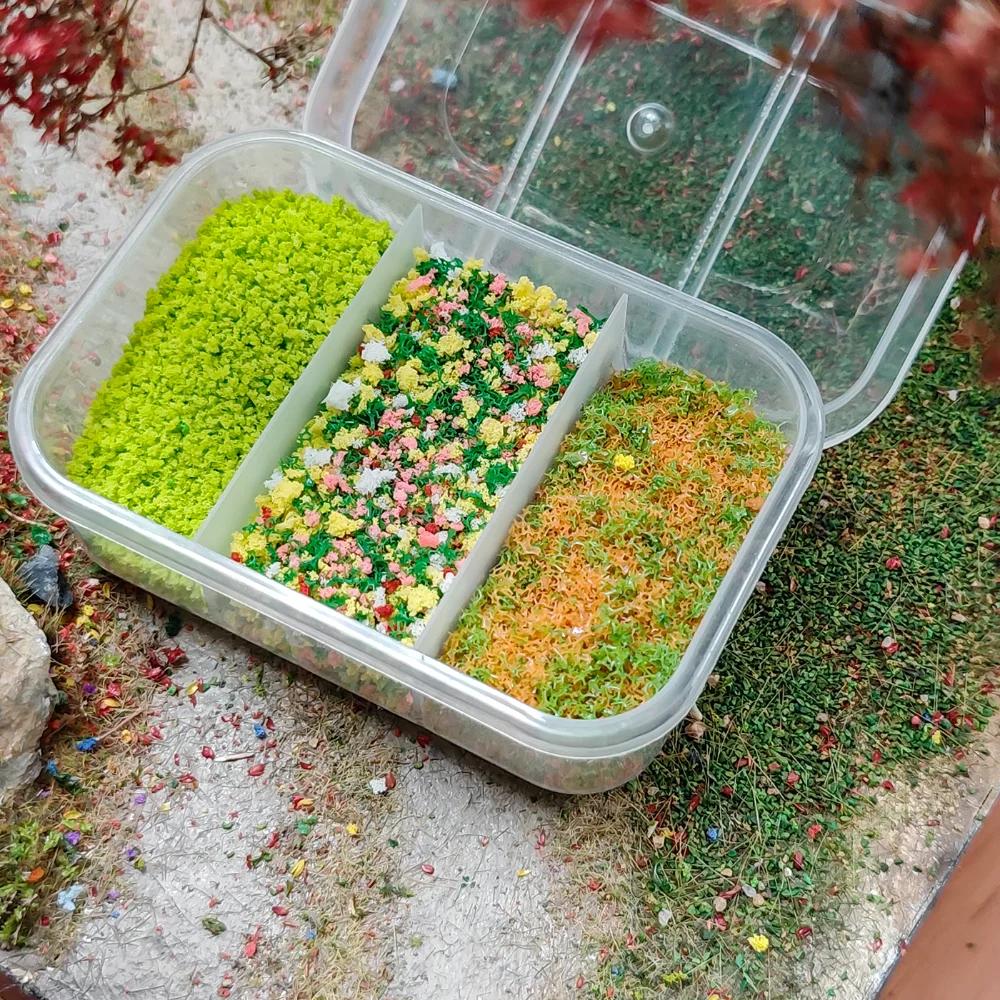 Poudre de fleurs et d'herbe miniature pour diorama, poudre de feuillage en éponge de couleurs mélangées pour scène de jardin féerique, matériaux faits main pour bricolage, 1 boîte