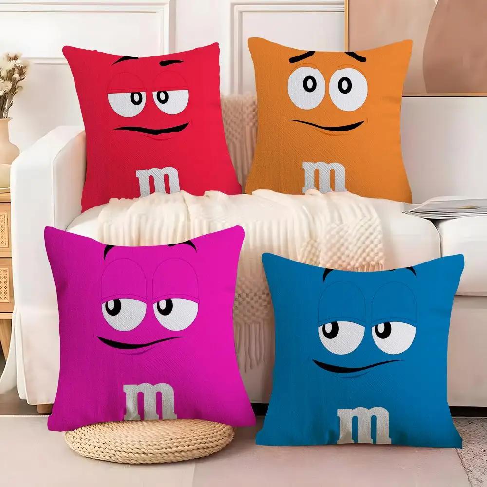 Housse de coussin en peluche douce M-M&M'S Chocolate | Housse de coussin décorative imprimée double face | Cadeau chaleureux pour la maison