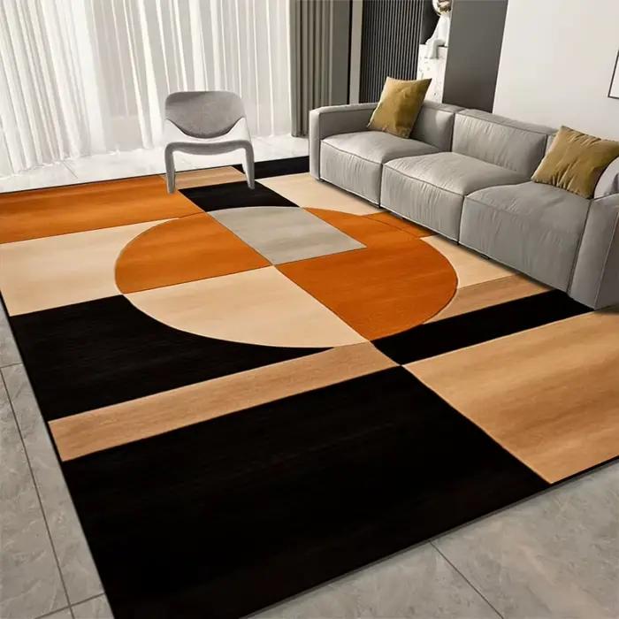 Tapis de luxe imprimé géométrique Orange, décor de salon, de canapé, de chambre à coucher, de chevet