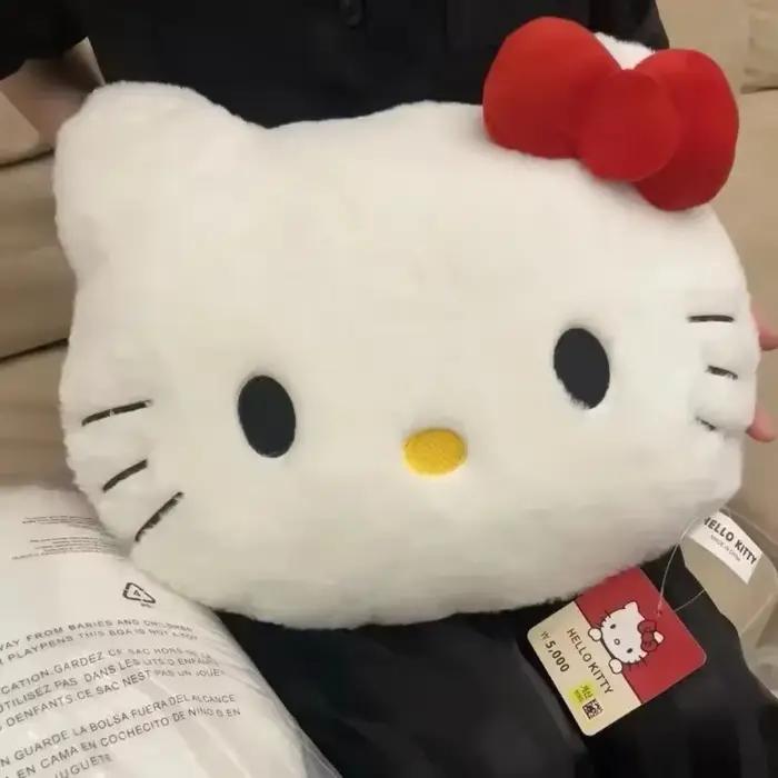 Peluche Anime Hello Kitty, Coussin Mignon en Forme de Tête de Dessin Animé, Coussin Kawaii pour Cana