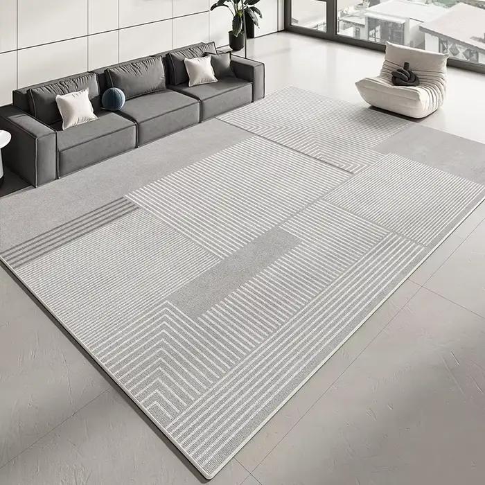 Tapis moderne gris foncé uni pour salon et chambre à coucher, tapis antidérapant avec texture moelle