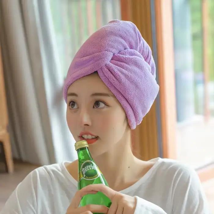 Femmes cheveux longs serviette de cheveux à séchage rapide serviettes en microfibre douce bonnet de