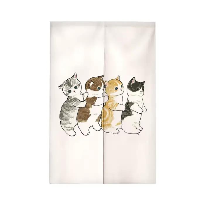 Rideau de porte illustré avec un chat de dessin animé VIKAMA : Décoration minimaliste pour la maison