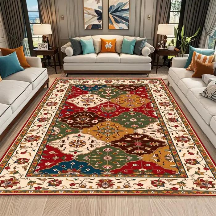 Tapis marocain vintage rouge, style persan, pour salon, chambre à coucher, tapis de sol, accent bohè