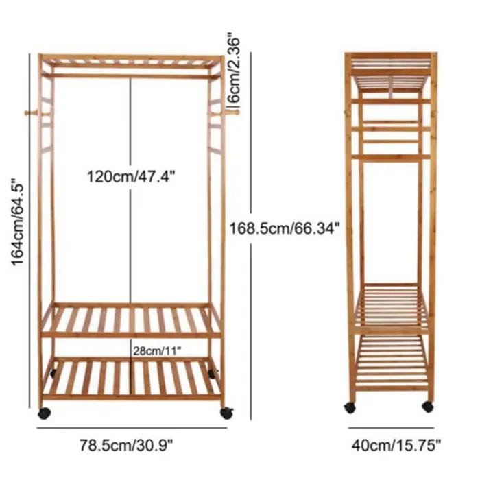 Porte-vêtements roulants porte-vêtements suspendus robustes avec des étagères de rangement pour vête