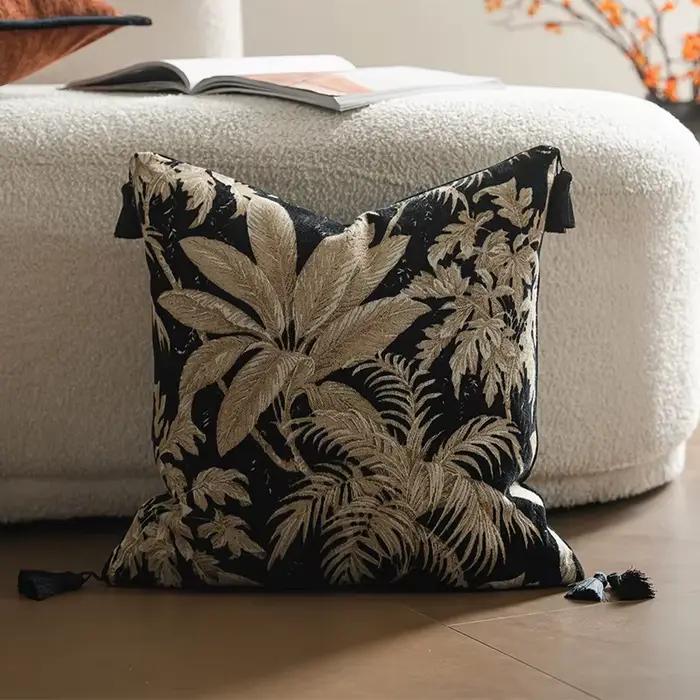 Housse de coussin jacquard léopard moderne rétro, en chenille de luxe, pour canapé, décoration intér