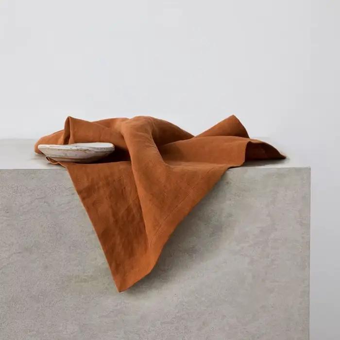 Serviettes en lin pur 40x40cm, 4 pièces, tissus doux et confortables, accessoires de cuisine réutili