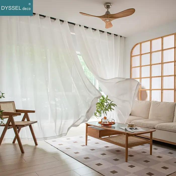 Rideaux de fenêtre en lin, décoration moderne, aspect solide, blanc transparent, Style européen, œil